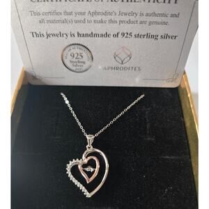 Aphrodites 925 Sterling Silver Heart Pendent Necklace New In Box